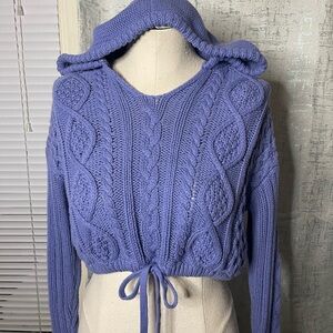 Aeropostale Lavender Cable Knit Hooded Sweater